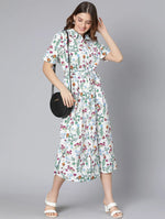 Full Blown Floral Print Button Down Women Dress