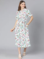 Full Blown Floral Print Button Down Women Dress