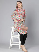 Foul Blue Floral Print Long Women Tunic