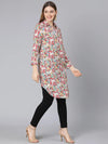 Foul Blue Floral Print Long Women Tunic