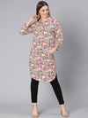 Foul Blue Floral Print Long Women Tunic