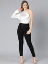 Sizzle White One Off Shoulder Women Satin Crop Top