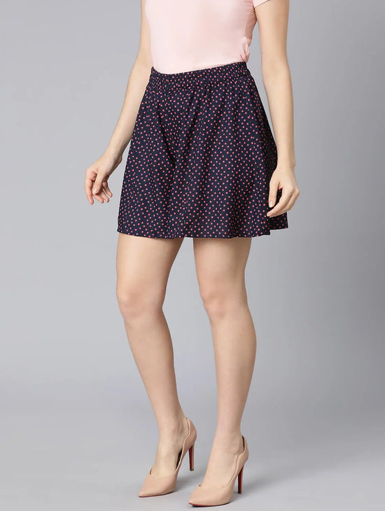 Blight Blue Polka Print Elastiacted Women Shorts