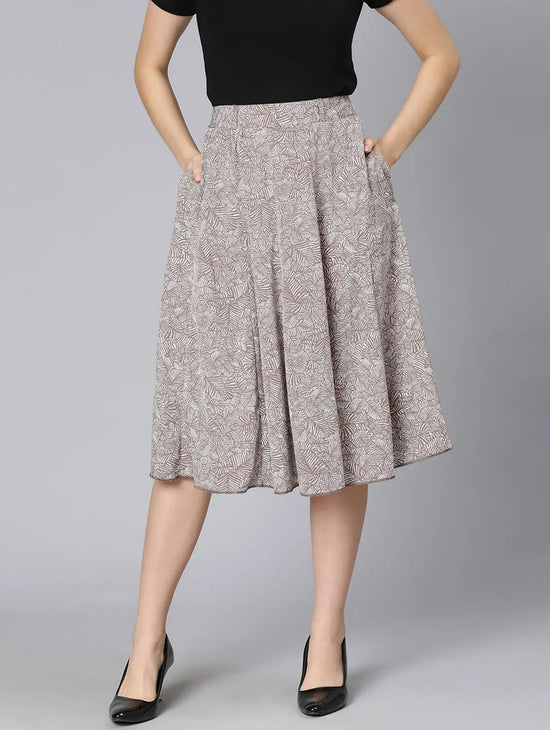 Garnish Grey Floral Print Women Skirt