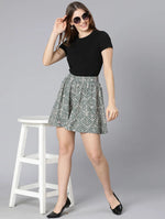 Musty Green Printed Elastiacted Women Shorts