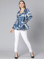 Mega Blue Tropical Print Women Tunic