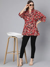 Floral Mania Red Color Women Tunic