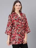 Floral Mania Red Color Women Tunic