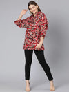 Floral Mania Red Color Women Tunic