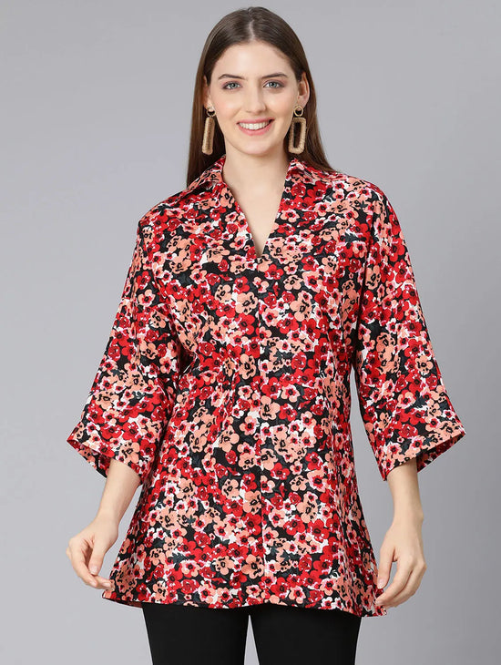 Floral Mania Red Color Women Tunic