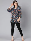 Printed Navy Blue Women Tunic