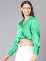 Glint Green Elasticated Party Wear Women Top-SS22035WBL006_XL