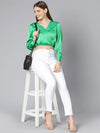 Glint Green Elasticated Party Wear Women Top-SS22035WBL006_XL