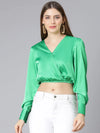 Glint Green Elasticated Party Wear Women Top-SS22035WBL006_XL