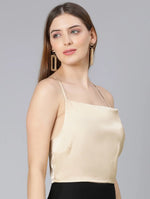 Light Green Shoulder Strap Women Party Wear Satin Crop Top