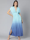 Blue Tie Dye Effect Women Beachwear Dress