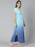 Blue Tie Dye Effect Women Beachwear Dress