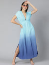 Blue Tie Dye Effect Women Beachwear Dress