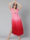 Pink Tie Dye Effect Women Beachwear Dress