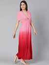 Pink Tie Dye Effect Women Beachwear Dress