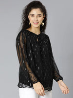 Whimpzy Black Smocking Women Partywear Top