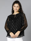 Whimpzy Black Smocking Women Partywear Top