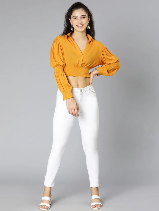 Mustard Color Musky Women Crop Top