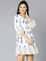 Waltz White Floral Print Women Dress