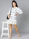 Waltz White Floral Print Women Dress