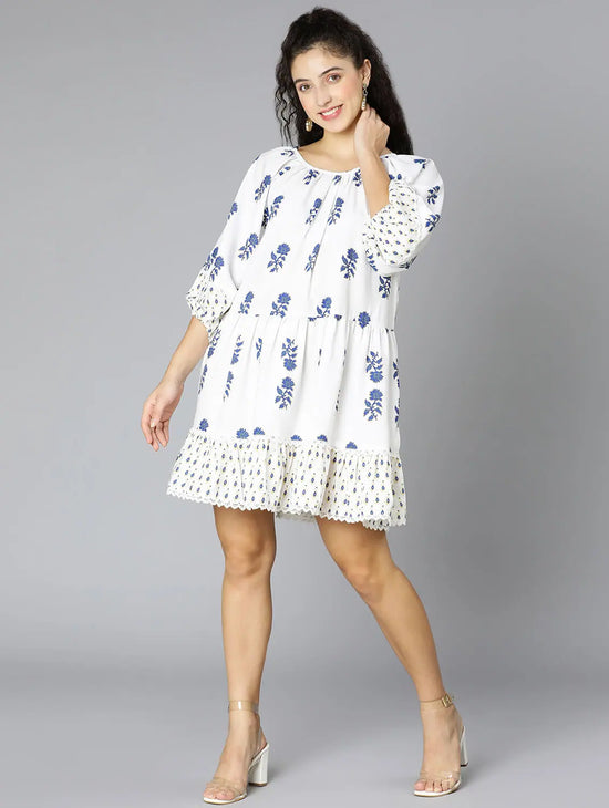 Waltz White Floral Print Women Dress