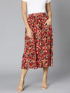 Gagggle Red Floral Print Elasticated Women Skirt