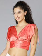 Wistful Glam Tie-Knotted Women Party Wear Satin Crop Top