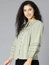 Leafful Green Laced Up Women Casual Top