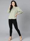 Leafful Green Laced Up Women Casual Top