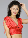 Wacky Red Tie-Knotted Women Party Wear Satin Crop Top