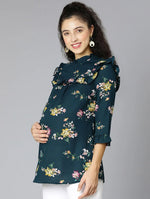 Rafted Green Floral Print Maternity Women Top