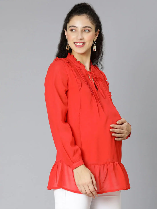 Glown Up Red Women Maternity Top