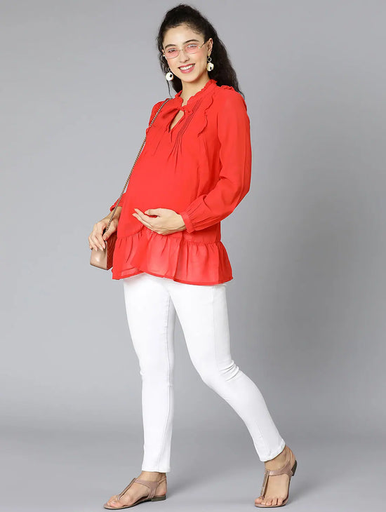 Glown Up Red Women Maternity Top