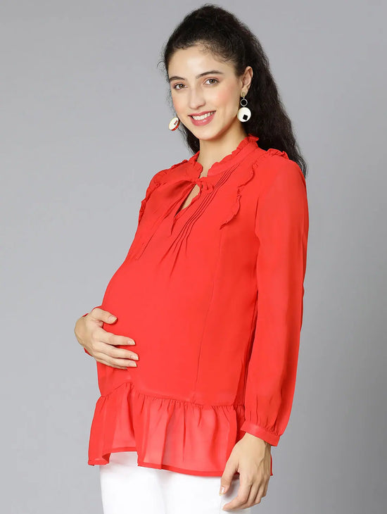 Glown Up Red Women Maternity Top