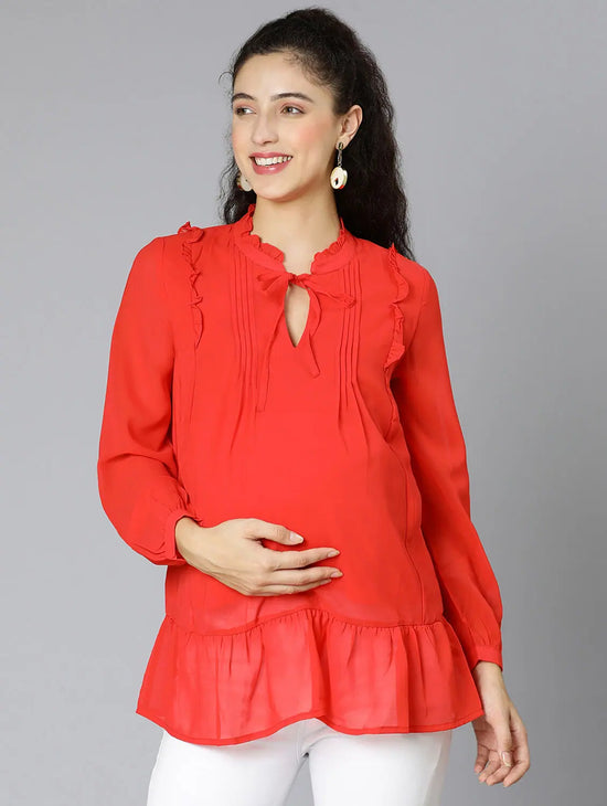 Glown Up Red Women Maternity Top