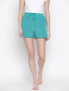 Nora Solid Green Elasticated Women Nightwear Shorts