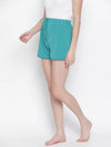 Nora Solid Green Elasticated Women Nightwear Shorts