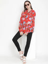 Sassy Red Floral Motif Women Oversized Top