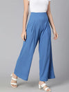 Hizzy Blue Solid Elasticated Women Pant