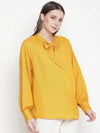 Basked In Sun Solid Linen Tie-Knot Women Top