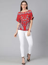 Facil Red Tropical Print Regular Womne Top