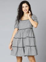 Black & Checks Casual Women Dress