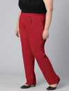 Tossed Solid Maroon Color Plus Size Women Pants