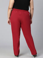 Tossed Solid Maroon Color Plus Size Women Pants