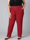 Tossed Solid Maroon Color Plus Size Women Pants